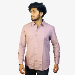 Men's Dusty Pink Cotton Shirt – Full Sleeve Regular Fit Button-Down Casual & Office Wear Shirt